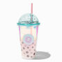 Pink Boba Tea Design Lidded Tumbler,