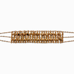 Gold-tone Beaded Wide Choker Necklace,