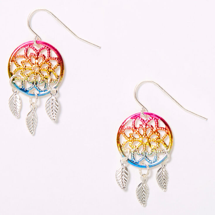 Claire's Pendantes attrape-rêves effet dégradé arc-en-ciel 4 cm couleur argentée