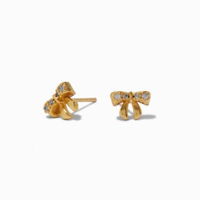 C LUXE by Claire&#39;s 18k Yellow Gold Plated Cubic Zirconia Bow Stud Earrings,
