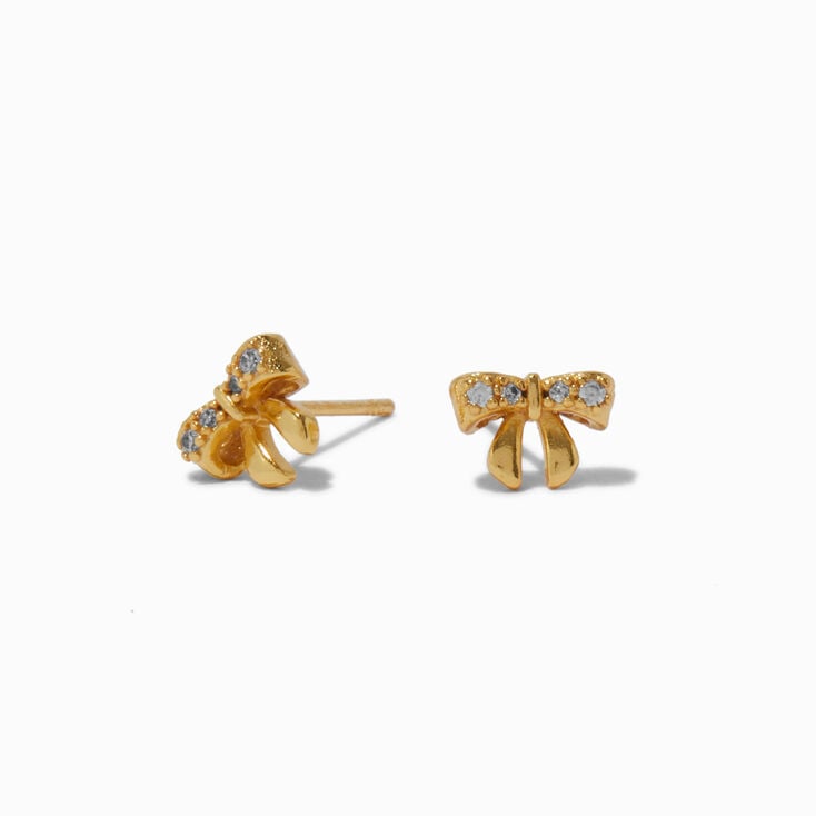 C LUXE by Claire&#39;s 18k Yellow Gold Plated Cubic Zirconia Bow Stud Earrings,