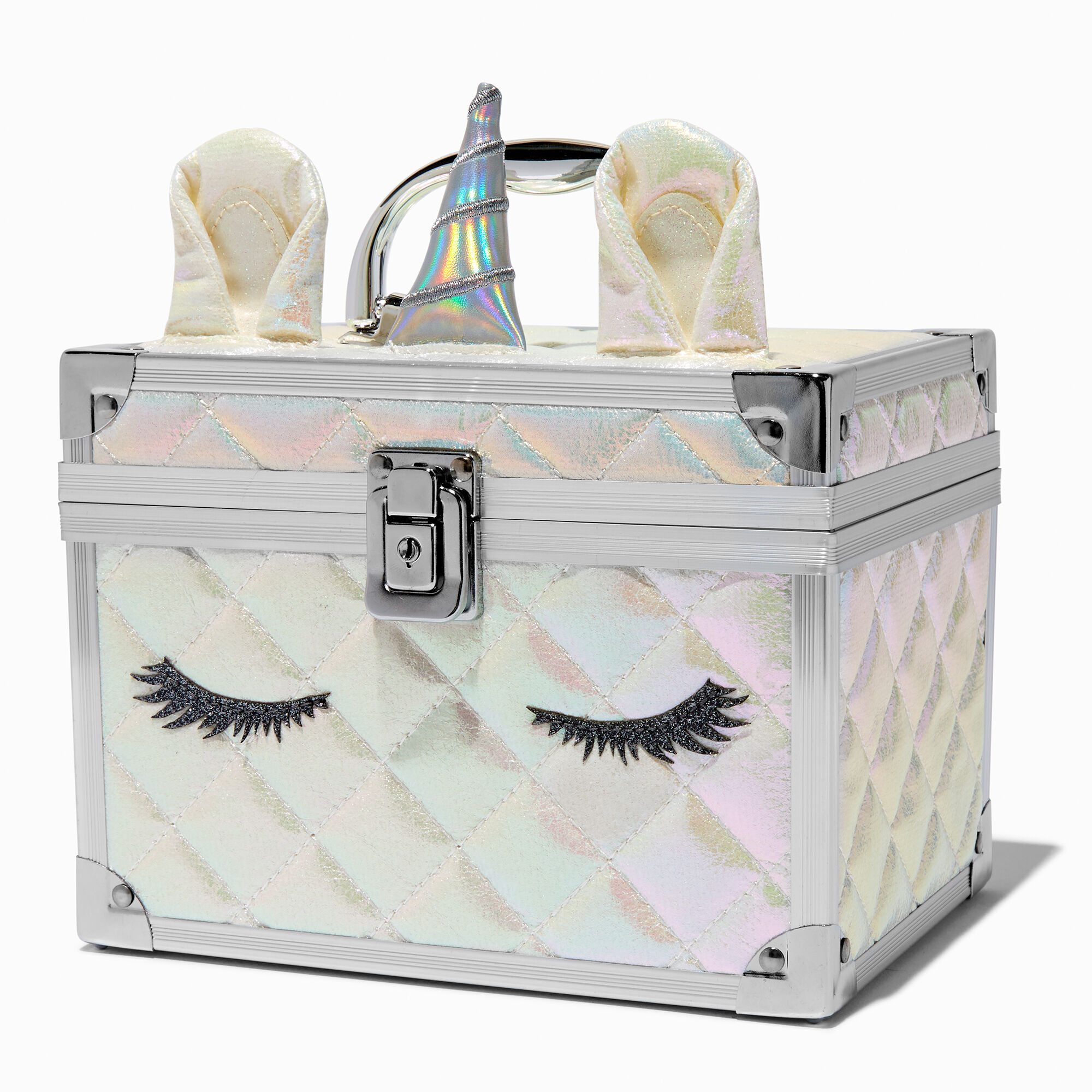 View Claires Iridescent Unicorn Lock Box White information