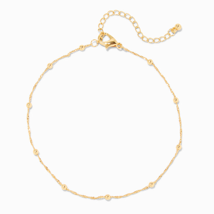 C LUXE by Claire&#39;s 18k Yellow Gold Plated Beaded Chain Anklet,