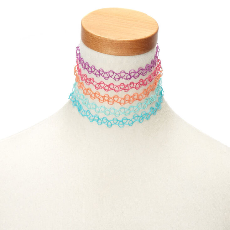 Summer Tattoo Choker Necklaces - 5 Pack,