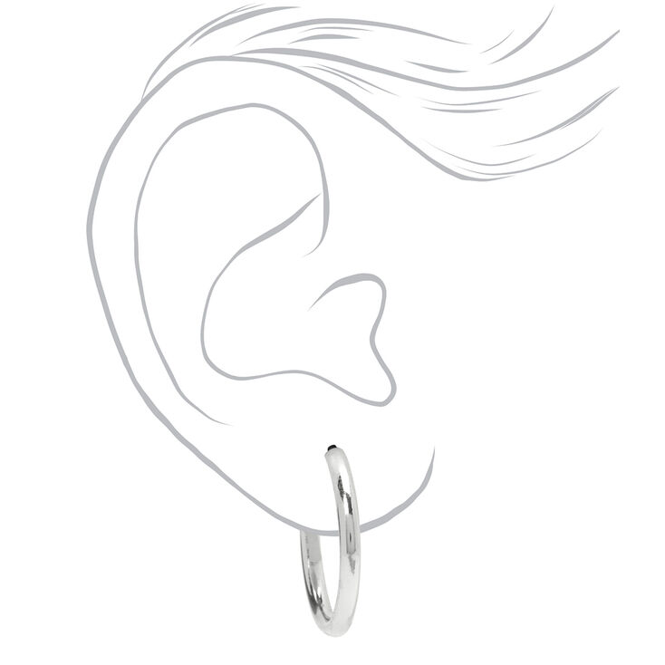 Silver 20MM Tube Hoop Earrings,