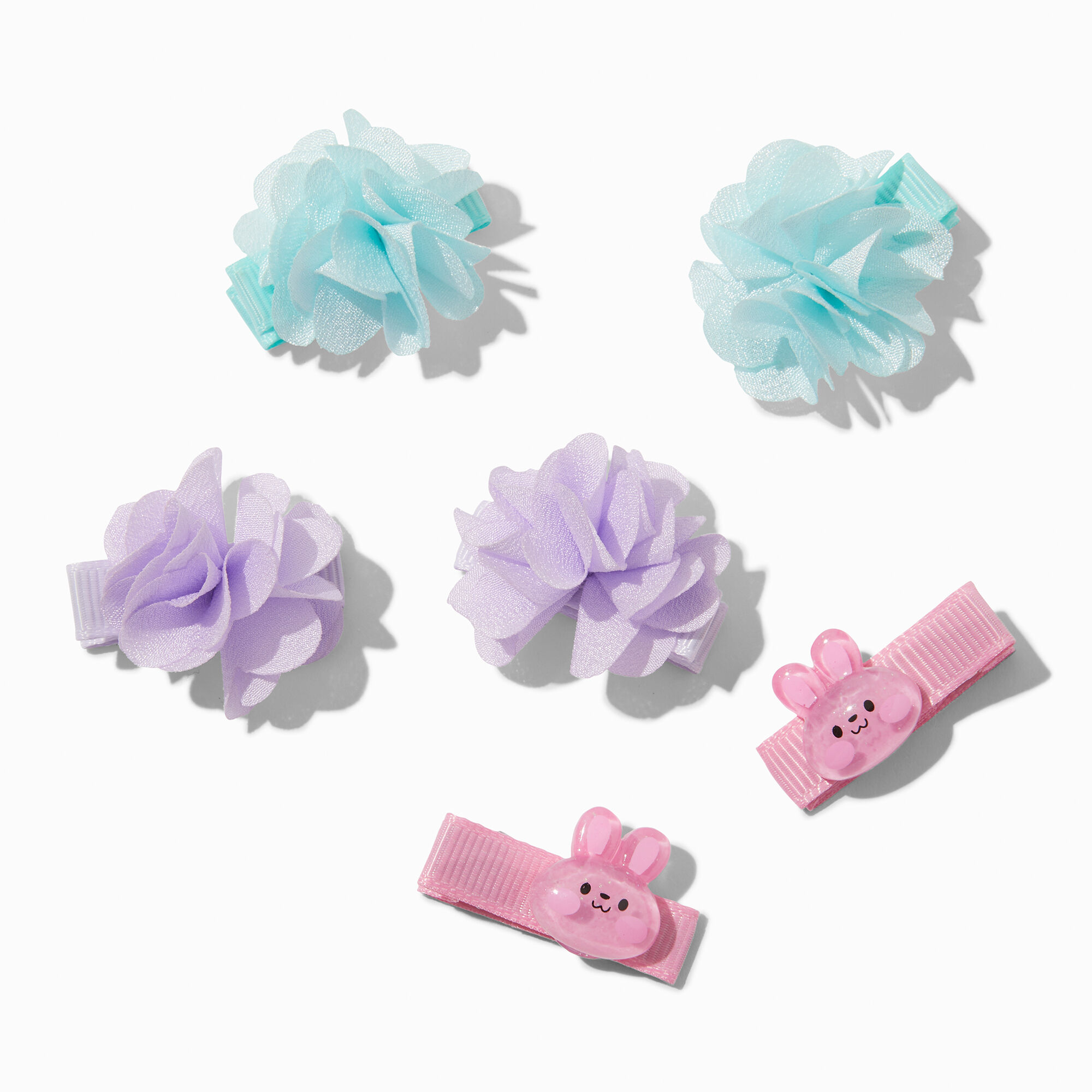 Claire's Club Bunny Flower Hair Clips - 6 Pack,