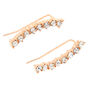 Rose Gold Embellished Curved Ear Crawler Earrings,
