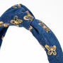 Metallic Butterfly Denim Knotted Headband,