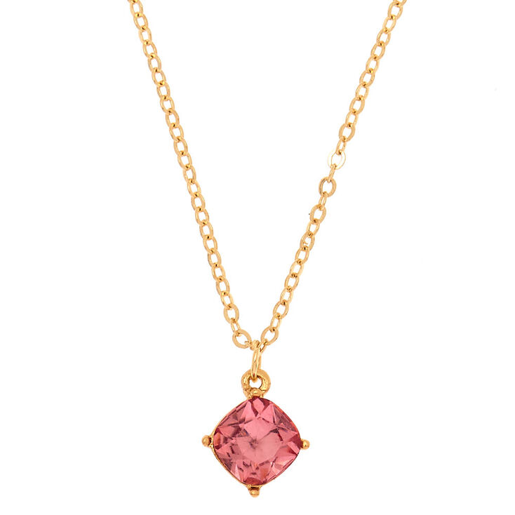 October Birth Stone Pendant Necklace - Rose,