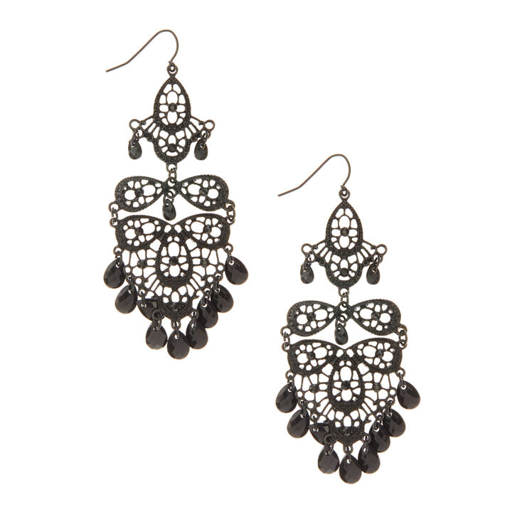 Black Chandelier Drop Earrings Claire S