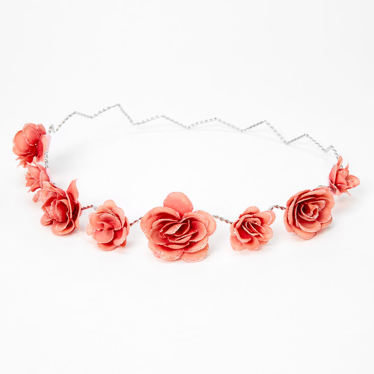 Glitter Roses Flower Crown Headwrap - Dusty Rose,