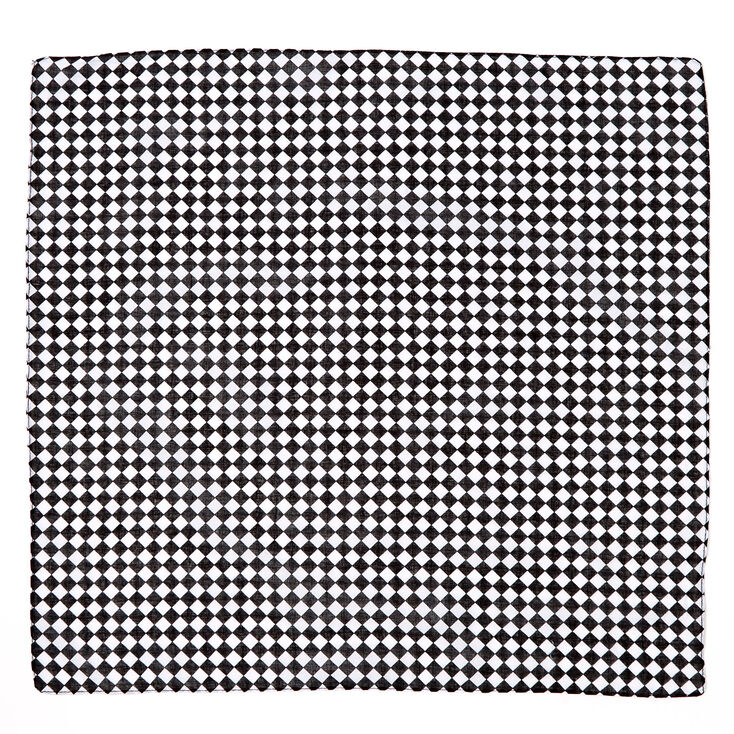 Black &amp; White Checkered Bandana Headwrap,