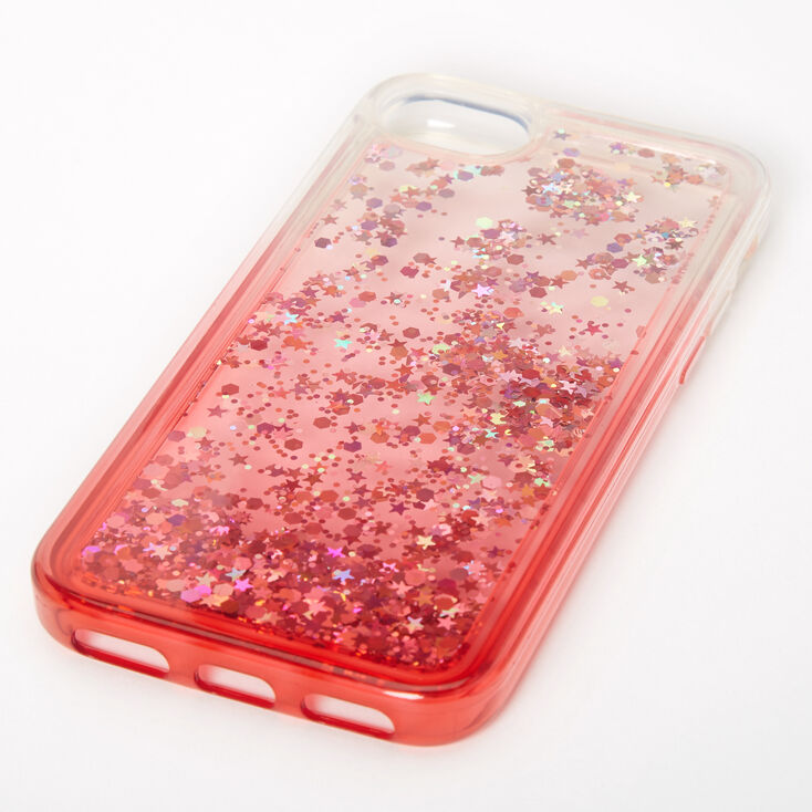 Claire's Coque de portable remplie de liquide avec étoiles à paillettes rouges - Compatible avec iPhone 6/7/8/SE