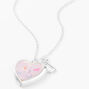 Claire&#39;s Club Glitter Unicorn Initial Locket Necklace - Pink, J,