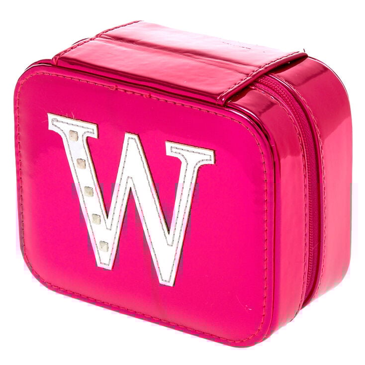 Bo&icirc;te &agrave; bijoux rose m&eacute;tallique initiale &laquo;&nbsp;W&nbsp;&raquo;,