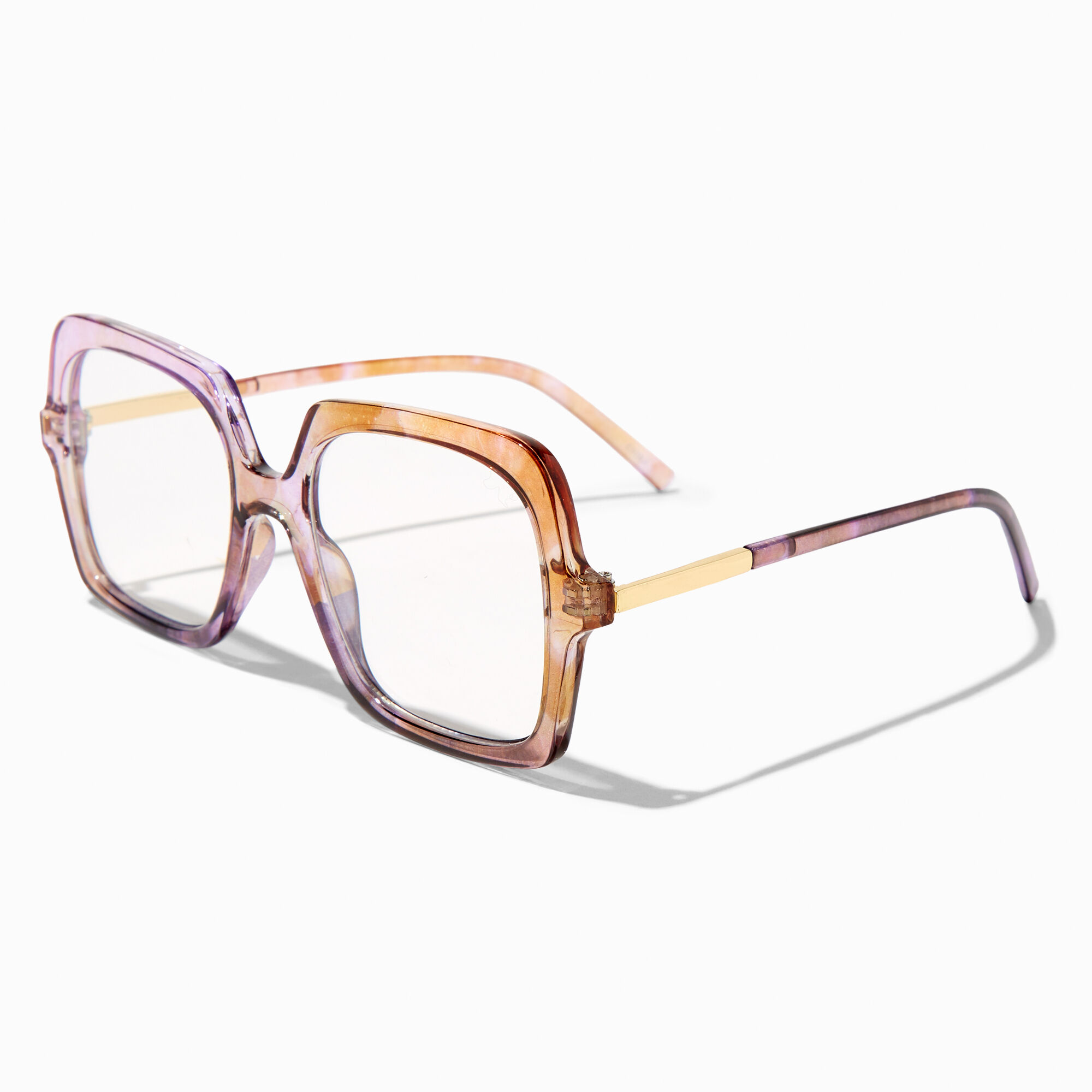 Clear Tan Rectangle Clear Lens Frames,
