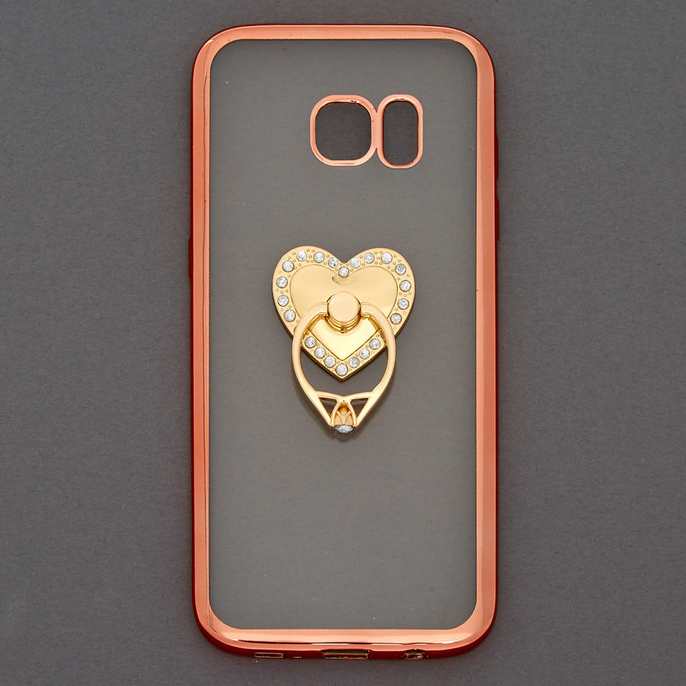 Heart Ring Holder Phone Case - Fits Samsung Galaxy S7 Edge,