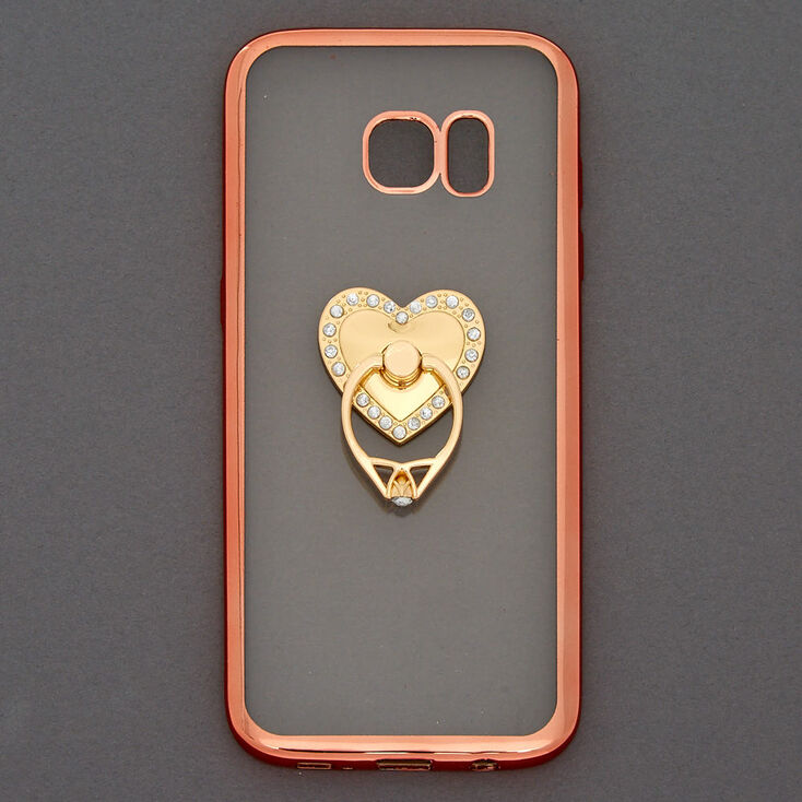 Heart Ring Holder Phone Case - Fits Samsung Galaxy S7 Edge,