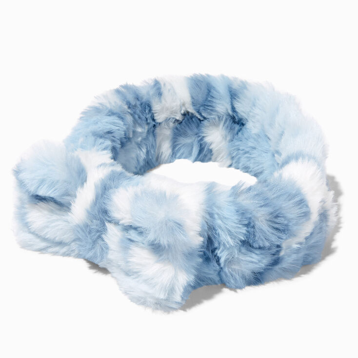 Blue Multicolored Furry Makeup Bow Headwrap,