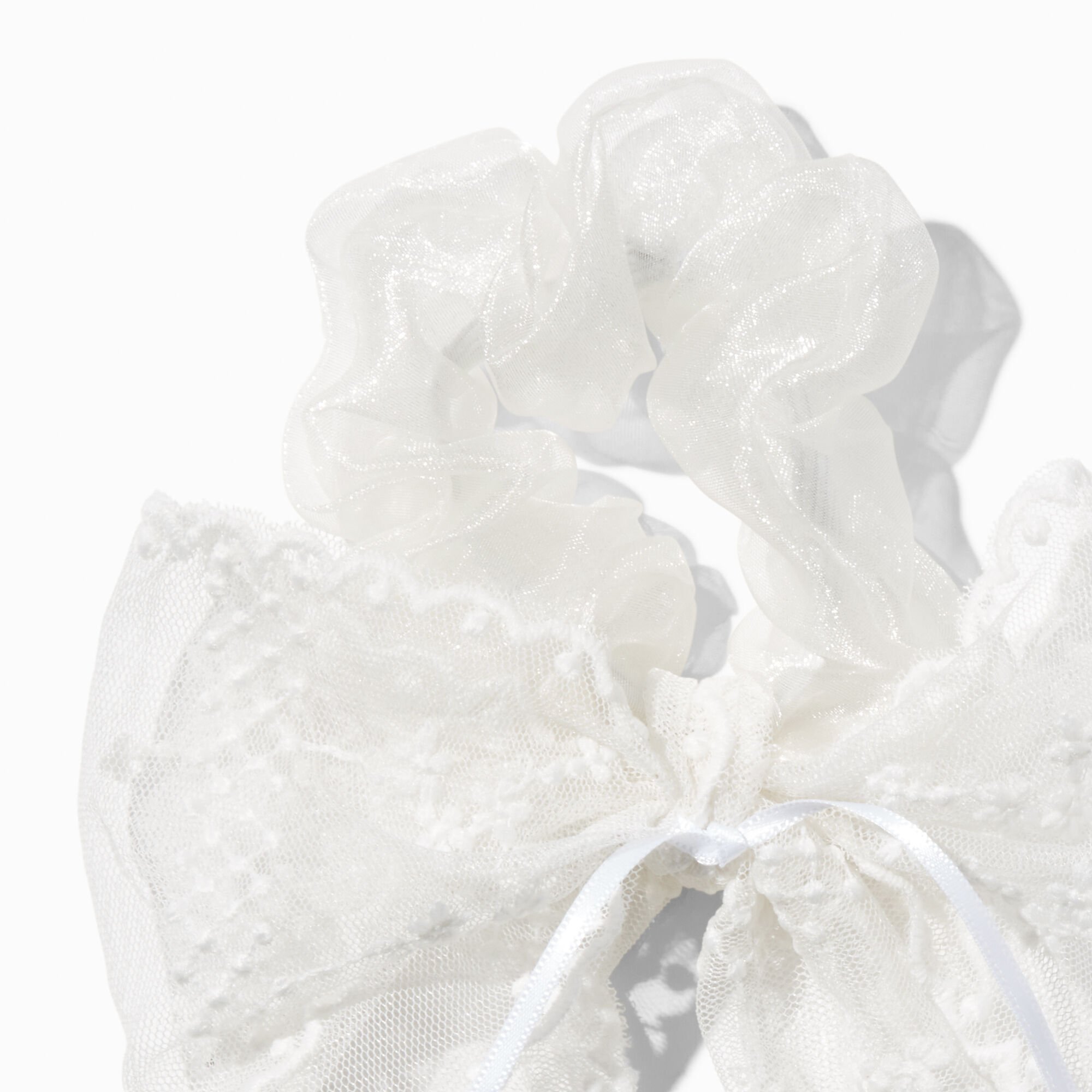 White Lace Hair Bow Scrunchie,