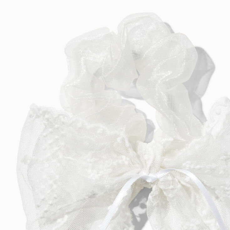White Lace Hair Bow Scrunchie,