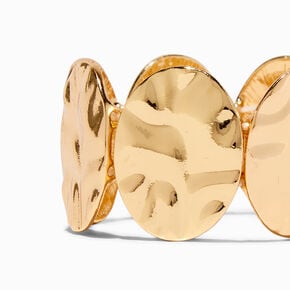 Gold-tone Hammered Disk Stretch Bracelet,