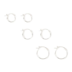 Sterling Silver Graduated Hinge Hoop Earrings - 3 Pack,