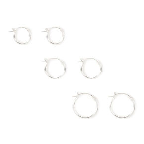 C LUXE by Claire&#39;s Sterling Silver Graduated Hinge Hoop Earrings - 3 Pack,