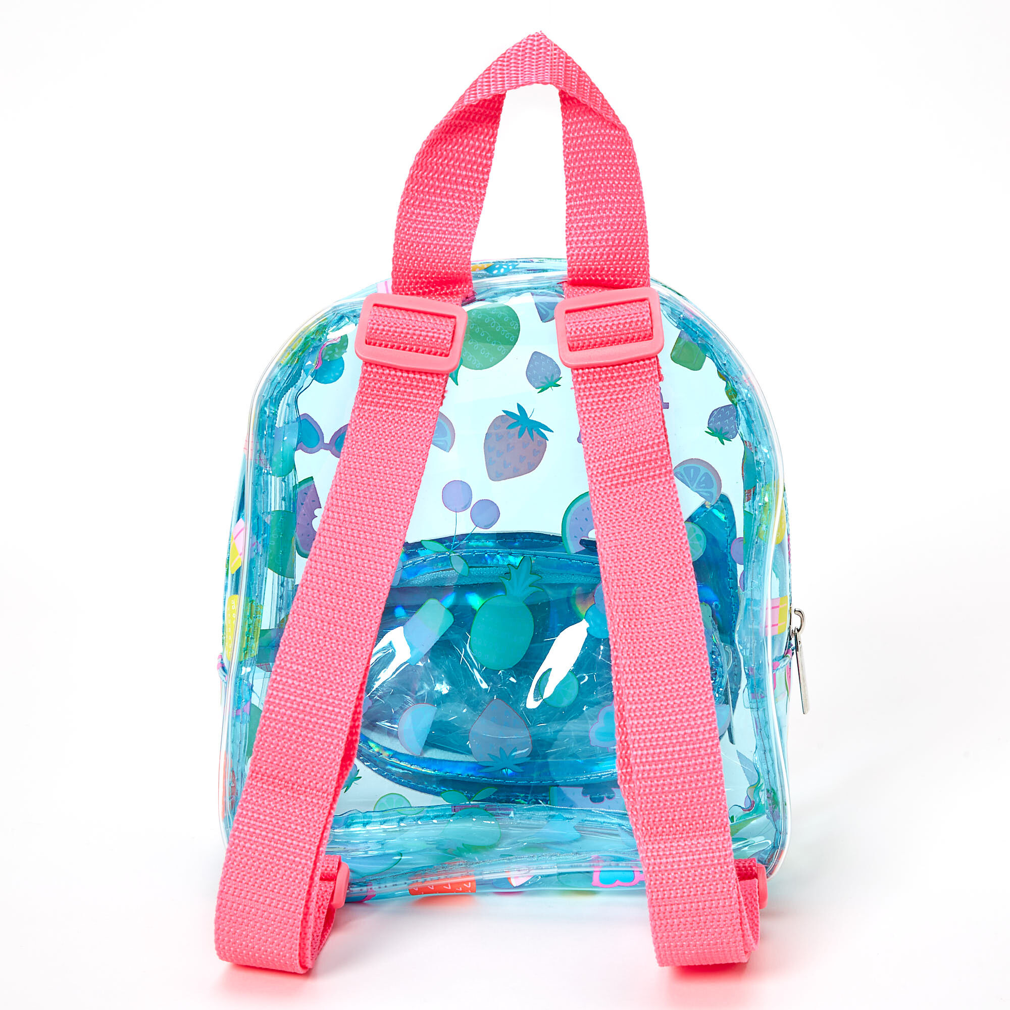 Claire's Club Cam the Cat Tropical Transparent Mini Backpack - Turquoise,
