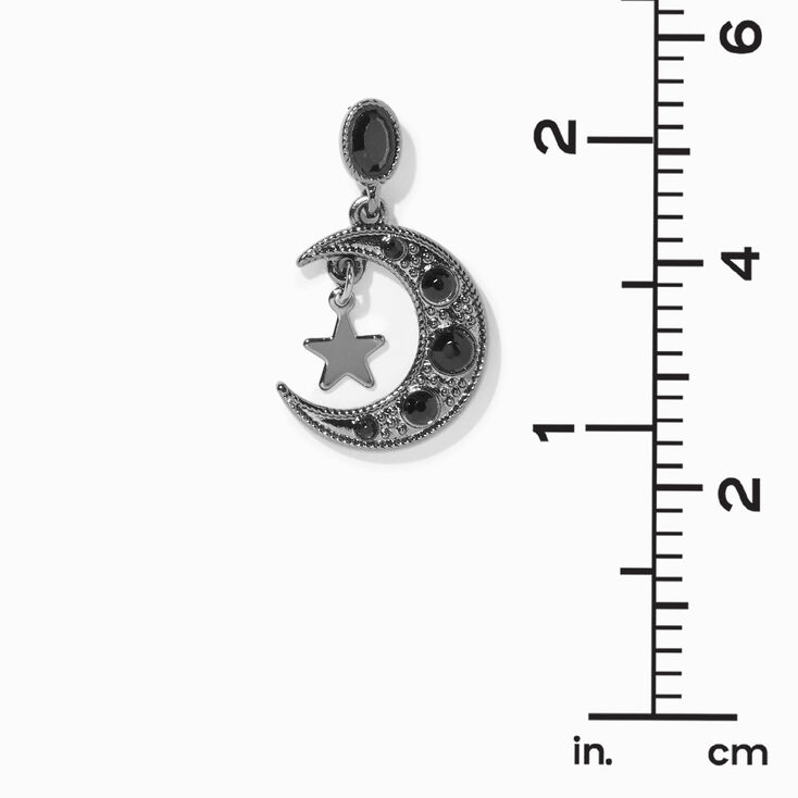 Black Crescent Moon Star 1&quot; Drop Earrings,