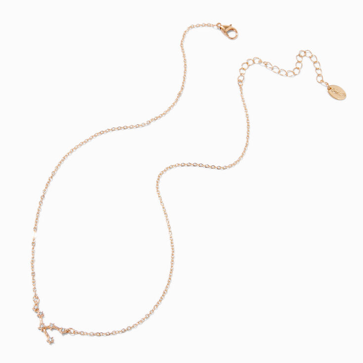 Gold-tone Zodiac Constellation Pendant Necklace - Taurus,