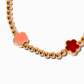 Red &amp; Coral Ombr&eacute; Clover Beaded Stretch Bracelet,