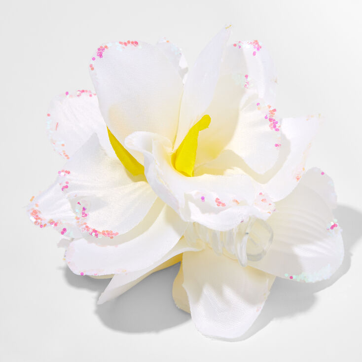 White Orchid Flower Hair Claw,