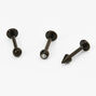 Black Titanium 16G Spike Mixed Tragus Flat Back Stud Earrings &#40;3 Pack&#41;,
