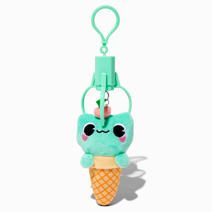 Plush Ice Cream Frog Claw Machine Keychain,