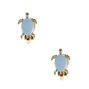 Gold-tone Opal Stone Turtle Clip-On Stud Earrings,