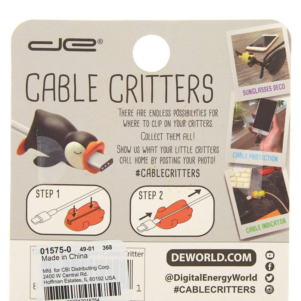 Penguin Cable Critter - Black,