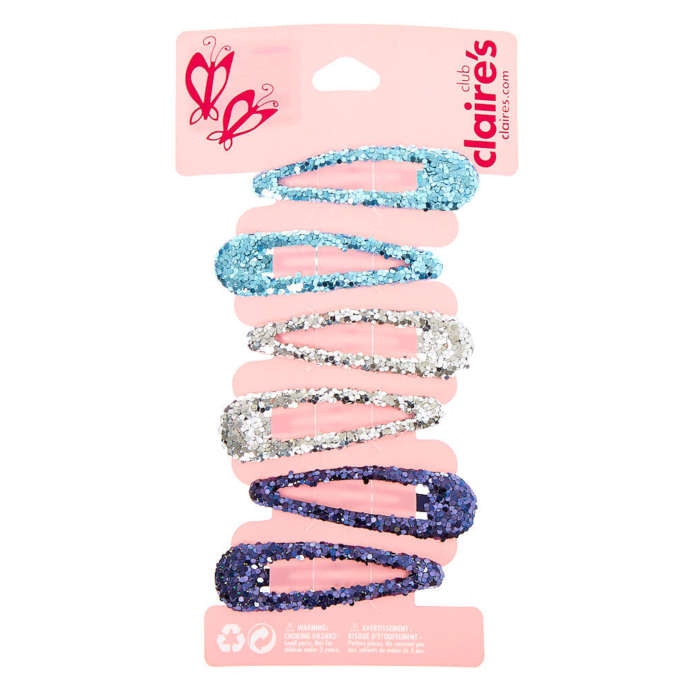 Claire's Club Glitter Snap Hair Clips - 6 Pack,