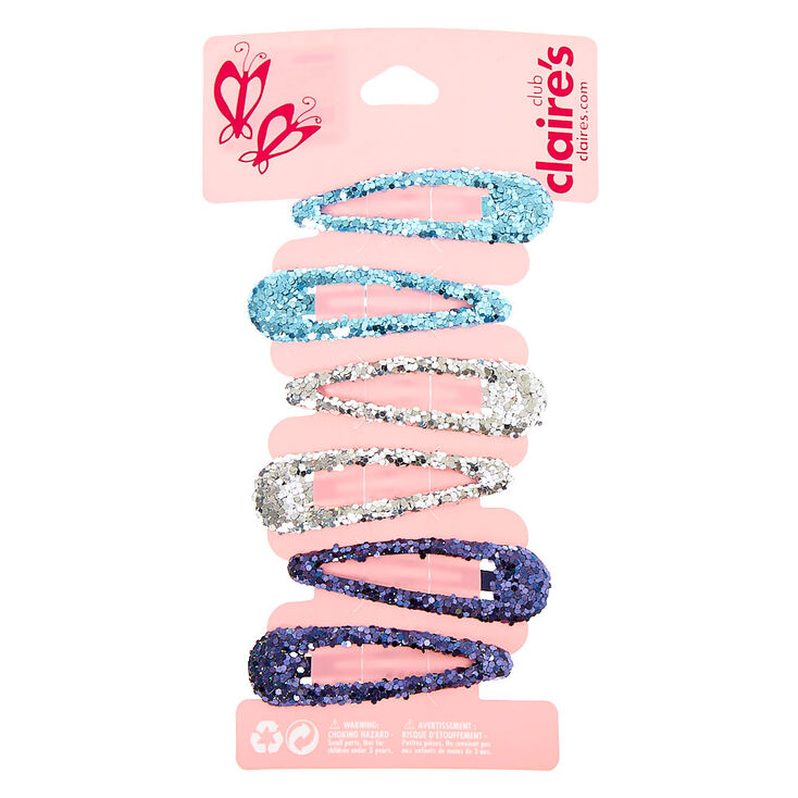 Claire&#39;s Club Glitter Snap Hair Clips - 6 Pack,