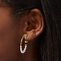 Gold-tone 20MM Half Pearl Clip-On Hoop Earrings,