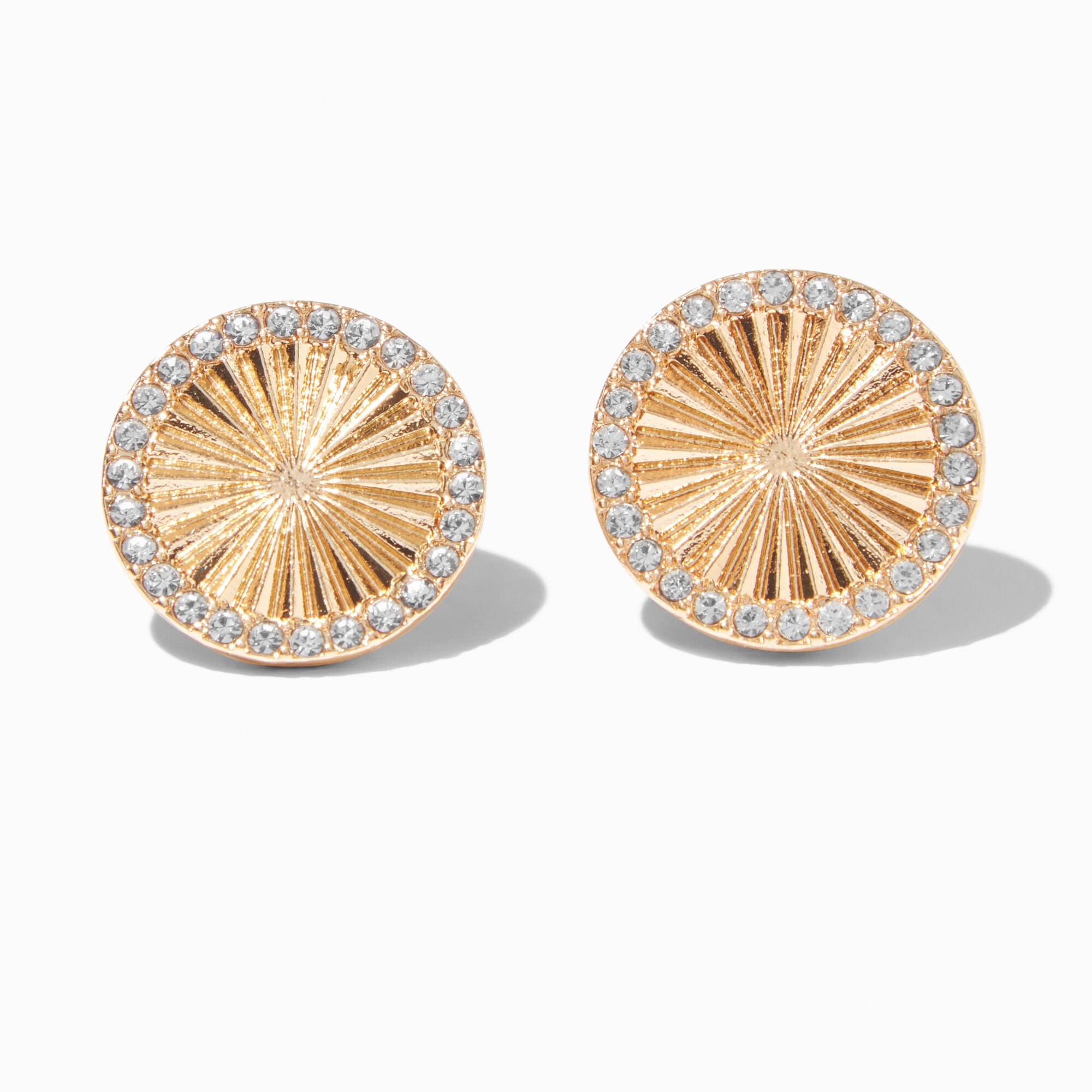 Gold-tone Radiating Disc Stud Earrings,
