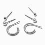 Silver Pearl Earring Stackables Set - 3 Pack,