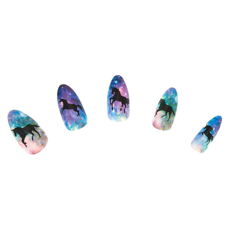 Unicorn Marble Faux Nail Set Purple 24 Pack Claire S