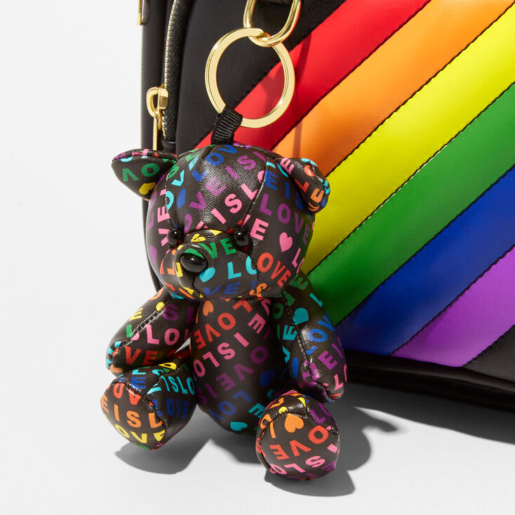 Claire's Rainbow Stripe Mini Backpack Keychain | Gold