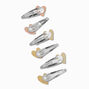 Metallic Puffy Heart Snap Hair Clips - 6 Pack,