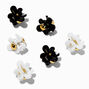 Mini pinces &agrave; cheveux marguerites noires et blanches - Lot de 6,