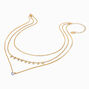 Gold Cubic Zirconia Confetti Multi-Strand Chain Necklace,
