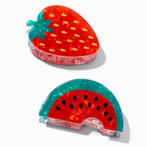 Pearlized Strawberry &amp; Watermelon Hair Claws - 2 Pack,