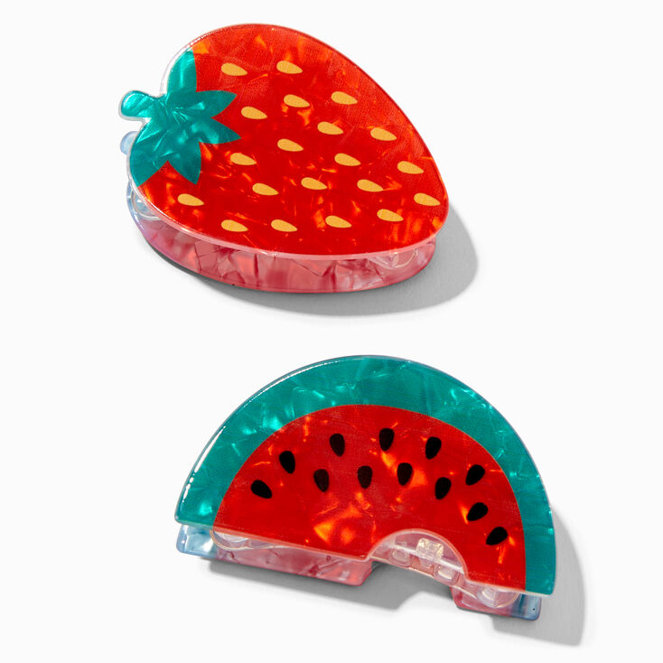 Pearlized Strawberry &amp; Watermelon Hair Claws - 2 Pack,