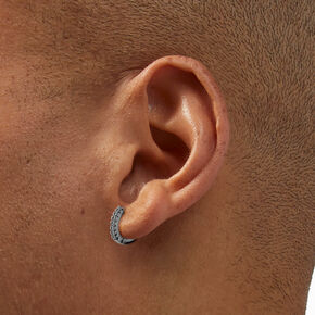 Silver-tone Cubic Zirconia 10mm Hoop Earrings,